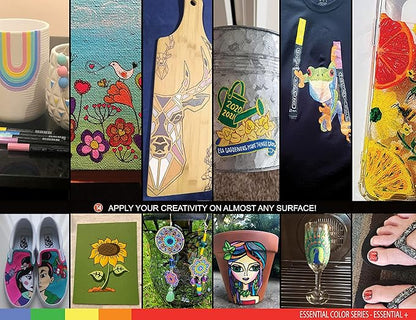 TOOLI-ART Acrylic Paint Pens Assorted Vibrant Markers for Rock Painting, Canvas, Glass, Mugs, Wood, Fabric, Metal, Ceramics. Non Toxic, Quick Dry, Multi-Surface, Lightfast (EXTRA FINE)