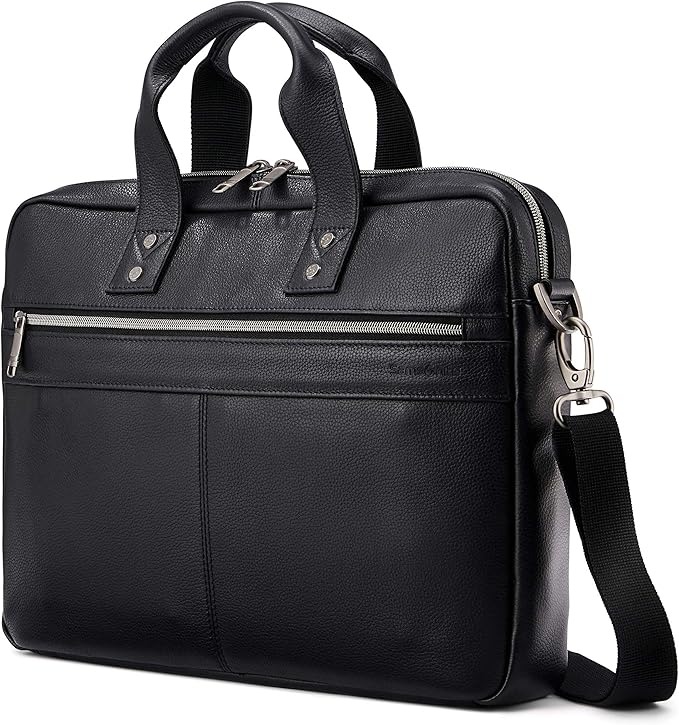Samsonite Classic Leather Slim Brief, Black, One Size