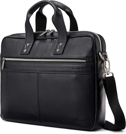Samsonite Classic Leather Slim Brief, Black, One Size