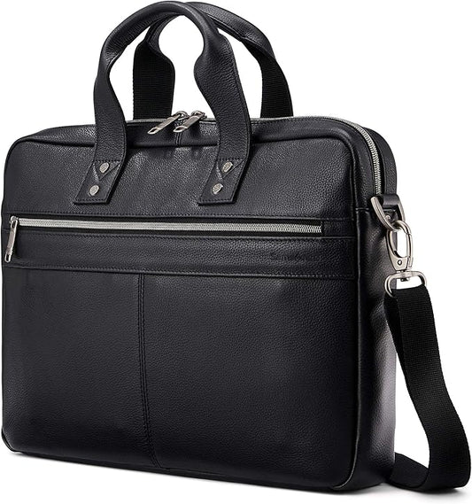 Samsonite Classic Leather Slim Brief, Black, One Size