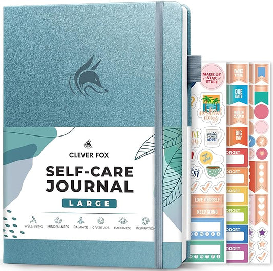Clever Fox Self-Care Journal – Wellness & Daily Reflection Notebook – Mental Health & Personal Development Journal – Self-Care, Meditation & Mood Journal for Women & Men – Large (Aquamarine)