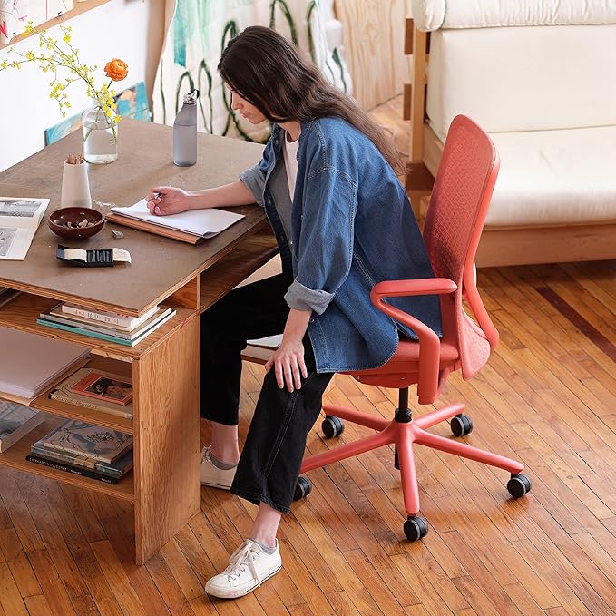 Branch Verve Chair - High Performance Executive Office Chair with Contoured Seat Back and Adjustable Lumbar Rest - High Density Foam Cushion with Aluminum Base - Up to 275 lbs - Coral