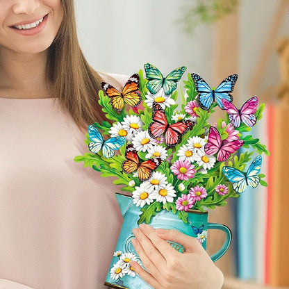 Airpark Pop Up Flower Cards, 3 Packs, Daisies and Butterflies,12inch Forever Flower Bouquet 3D Popup Greeting Cards with Blank Note Card and Envelope for Birthday, Easter, Mother's Day