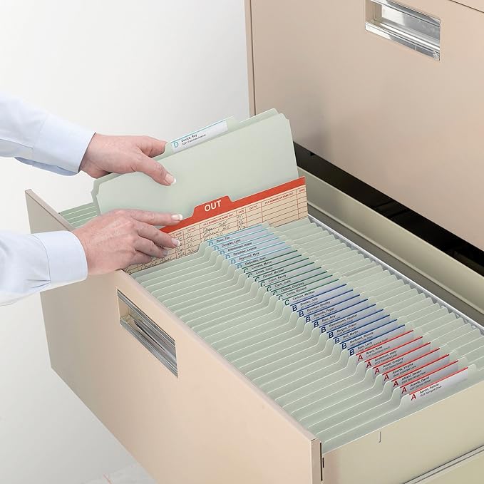 Smead Pressboard Classification File Folder with SafeSHIELD Fasteners, 1 Divider, 2" Expansion, Legal Size, Gray/Green, 10 per Box (18776)