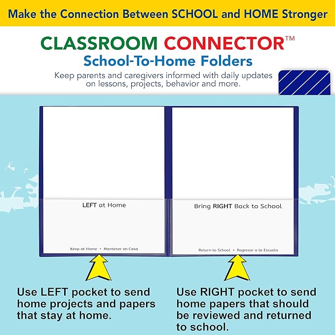 C-Line Classroom Connector School-to-Home Folders, Blue, 25 per Box (32005)