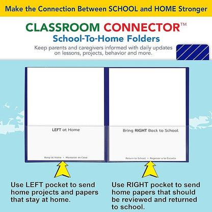 C-Line Classroom Connector School-to-Home Folders, Blue, 25 per Box (32005)