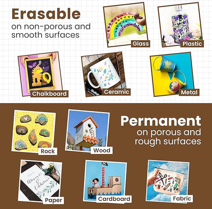 5 Brown Chalkboard Chalk Markers - Brown Dry Erase Markers for Blackboard, Chalkboard Signs, Windows, Glass | Variety Pack - Fine & Jumbo Size Ink Pen (1mm, 3mm, 6mm, 10mm, 15mm)