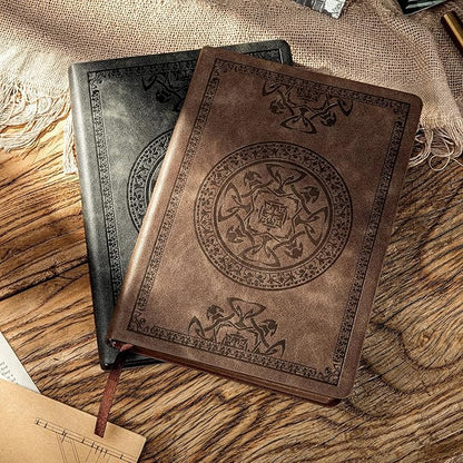 CAGIE Leather Vintage Journal for Men Soft Cover Lined Pages Notebook 180 Lay Flat for Writing Travel Diary, 5.7'' x 8.3'', Dark Brown