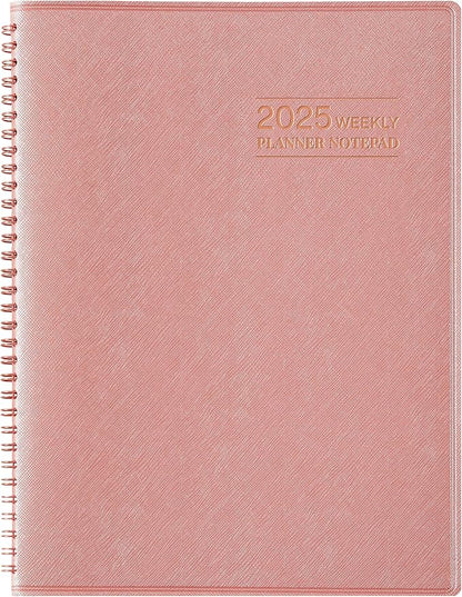 2025 Planner - Weekly & Monthly Planner Notepad 2025, 11.38'' x 8.74'', JAN. 2025 - DEC. 2025, Appointment Book, 60 Minutes Intervals, Monthly Tabs, Sturdy Cover, Spiral Bound, Back Pockets - Rose Golden