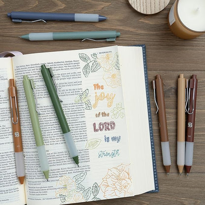 BLIEVE Gel Pens - Earthy, Matte Finish, Smooth Writing, No Bleed - For Journaling, Bible Notes, Drawing - Cute School Supplies, 8 Pack