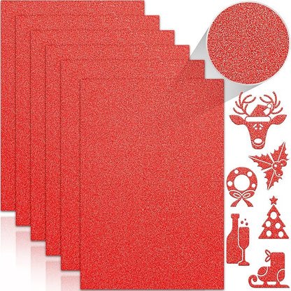 24 Sheets Red Glitter Cardstock Paper, A4 Premium Sparkly Paper for Scrapbook, DIY Projects, Party Decoration, Gift Box Wrapping 250GSM/92lb