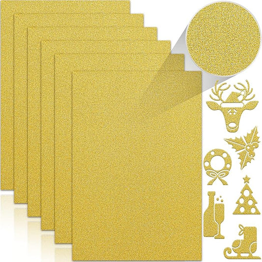 24 Sheets Gold Glitter Cardstock Paper, A4 Premium Sparkly Paper for Scrapbook, DIY Projects, Party Decoration, Gift Box Wrapping 250GSM/92lb