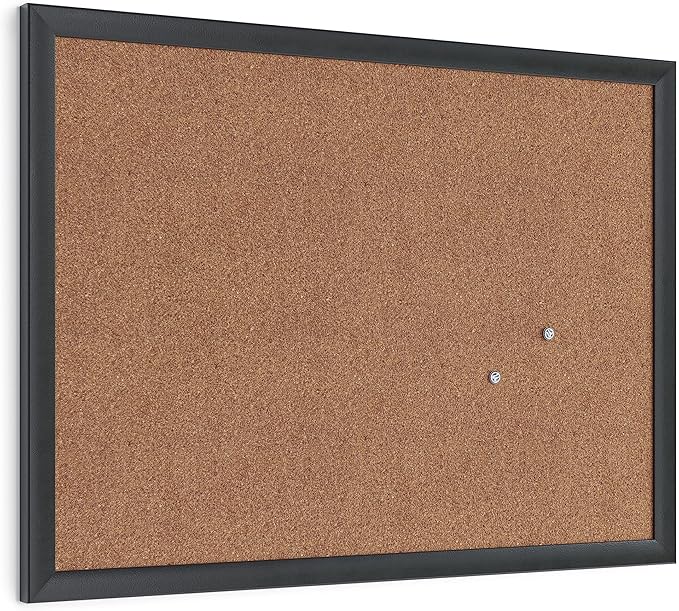 U Brands Cork Bulletin Board, 18" x 24", Black Wood Frame (026U00-01)
