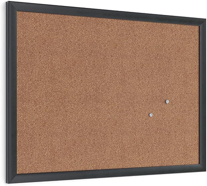 U Brands Cork Bulletin Board, 18" x 24", Black Wood Frame (026U00-01)