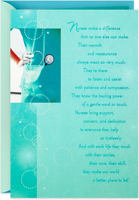 Hallmark Nurse Graduation Card (Nurses Make a Difference) for RN, LPN, Travel Nurse, Healthcare Worker