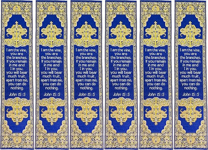 Abide in Me, Bulk Pack of 6 Woven Fabric Christian Bookmarks, Silky Soft John 15:5 Flexible Bookmarker for Novels Books and Bibles, Religious Memory Verse Gift