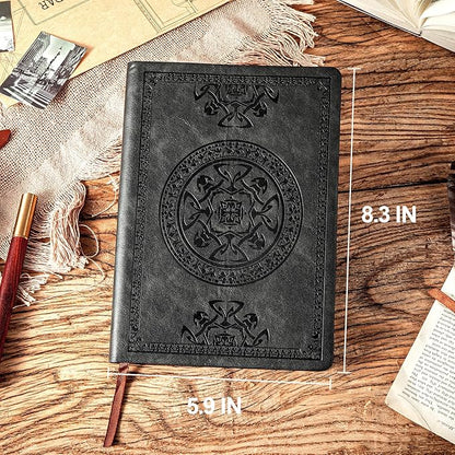 2 Pack Leather Vintage Journal for Men Soft Cover Lined Pages Notebook 180 Lay Flat for Writing Travel Diary, 5.7'' x 8.3'', Black, Dark Brown