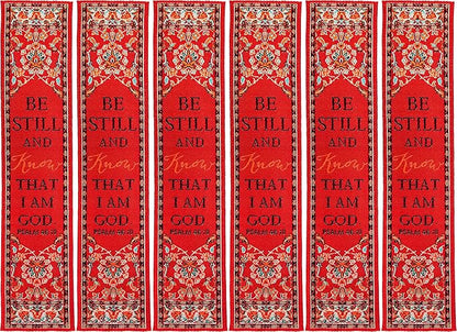 Be Still, Bulk Pack of 6 Woven Fabric Christian Bookmarks, Silky Soft Psalm 46:10 Flexible Bookmarker for Novels Books and Bibles, Religious Memory Verse Gift