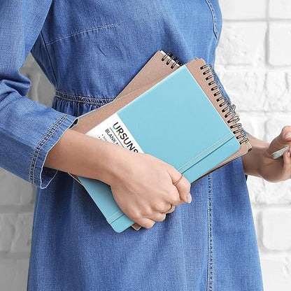 Blank Journal/Notebook - Classic Notebook/Journal with Ribbon Divider, Hardcover with Thick Paper, 5.3'' x 8.26'', Banded + Pen Holder +Inner Pocket - Light Blue