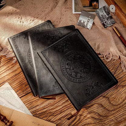 3 Pack Leather Vintage Journal for Men Soft Cover Lined Pages Notebook 180 Lay Flat for Writing Travel Diary, 5.7'' x 8.3'', Black