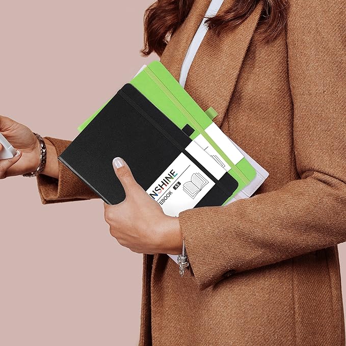 Ruled Notebook/Journal - Classic Lined Journal/Notebook, Hardcover with Thick Paper, 5.7" x 8.4", Banded + Pen Holder +Inner Pocket - Pink