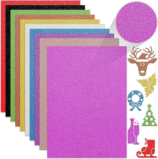 24 Sheets Colored Glitter Cardstock Paper, A4 Premium Sparkly Paper for Scrapbook, DIY Projects, Party Decoration, Gift Box Wrapping 250GSM/92lb