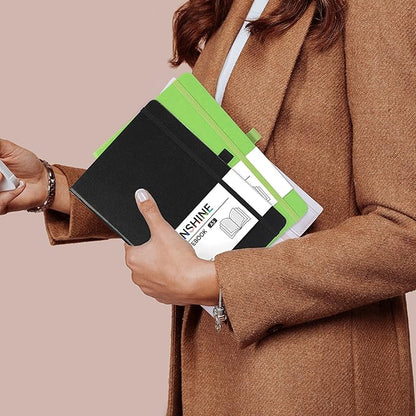 Ruled Notebook/Journal - Classic Lined Journal/Notebook, Hardcover with Thick Paper, 5.3" x 8.26", Banded + Ribbon Bookmark +Inner Pocket - Yellow