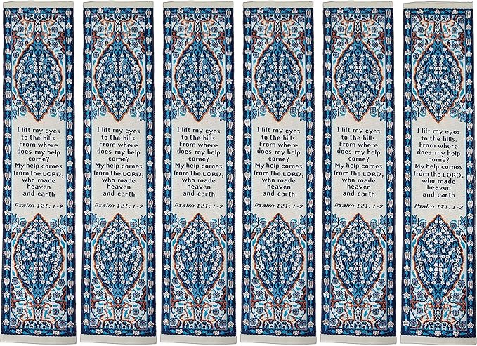 The Lord is My Help, Bulk Pack of 6 Woven Fabric Christian Bookmarks, Silky Soft Psalm 121:1-2 Flexible Bookmarker for Novels Books and Bibles, Traditional Turkish Woven Design, Memory Verse Gift