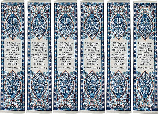 The Lord is My Help, Bulk Pack of 6 Woven Fabric Christian Bookmarks, Silky Soft Psalm 121:1-2 Flexible Bookmarker for Novels Books and Bibles, Traditional Turkish Woven Design, Memory Verse Gift