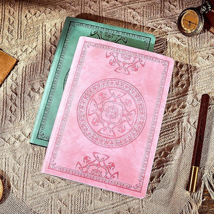 CAGIE Lined Journal for Men Soft Cover Notebook Leather Journals for Writing, 180 Lay Flat Vintage Mens Journal Personal Diary, 5.7'' X 8.3'', Pink