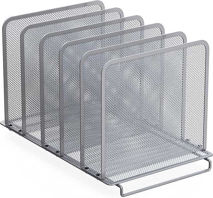 Simple Houseware Expandable 5 Section Upright File Sorter Organizer, Silver