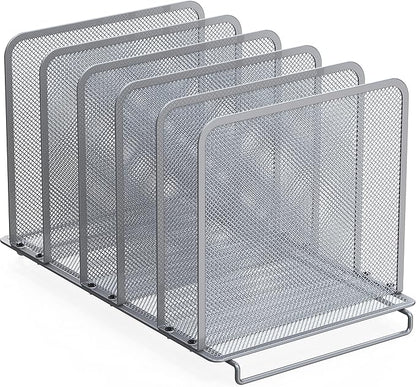 Simple Houseware Expandable 5 Section Upright File Sorter Organizer, Silver