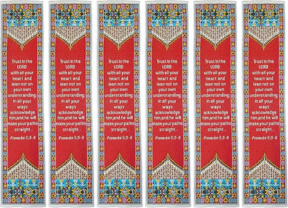 Trust in The Lord, Bulk Pack of 6 Woven Fabric Christian Bookmarks, Silky Soft Proverbs 3:5-6 Red Flexible Bookmarker for Novels Books and Bibles, Traditional Turkish Woven Design, Memory Verse Gift