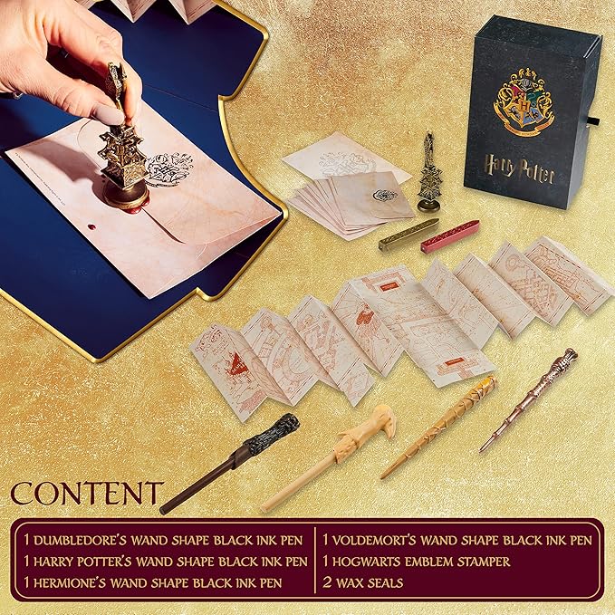 Harry Potter Gifts Writing Set Wand Pens Stationery Set Keepsake Box Wax Seal Stamp Vintage Letter Paper Marauders Map Hermione Wand Kids Teens Adults
