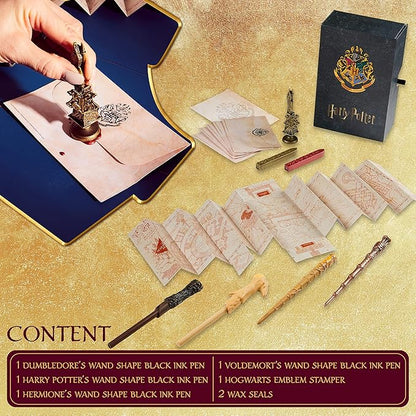 Harry Potter Gifts Writing Set Wand Pens Stationery Set Keepsake Box Wax Seal Stamp Vintage Letter Paper Marauders Map Hermione Wand Kids Teens Adults