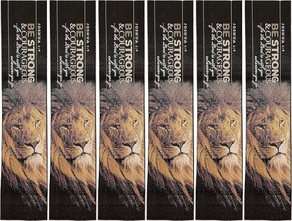 Be Strong & Courageous, Bulk Pack of 6 Woven Fabric Christian Bookmarks, Silky Soft Joshua 1:9 Flexible Bookmarker for Novels Books and Bibles, Religious Memory Verse Gift
