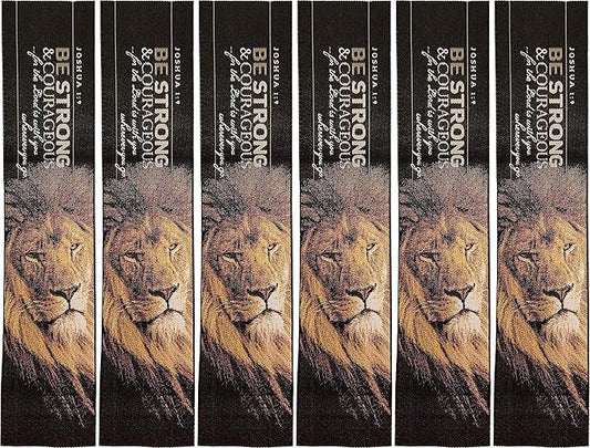 Be Strong & Courageous, Bulk Pack of 6 Woven Fabric Christian Bookmarks, Silky Soft Joshua 1:9 Flexible Bookmarker for Novels Books and Bibles, Religious Memory Verse Gift