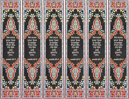 Your Love is Better Than Life, Bulk Pack of 6 Woven Fabric Christian Bookmarks, Silky Soft Psalm 63:3 Flexible Bookmarker for Novels Books and Bibles, Religious Memory Verse Gift