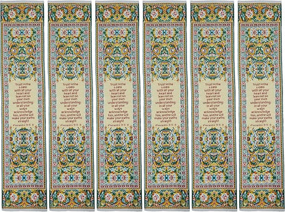 Trust in The Lord, Bulk Pack of 6 Woven Fabric Christian Bookmarks, Silky Soft Proverbs 3:5-6 Yellow Flexible Bookmarker for Novels Books & Bibles, Traditional Turkish Woven Design, Memory Verse Gift
