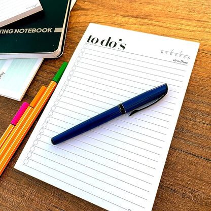 To Do List Notepad - 2 Pack, A5 Size (8.3"x5.8") Premium Thick Paper With Cardboard Back Support, Undated Daily Planner Notepad, Daily To Do List Notebook, Ruled Pages, Checkboxes, Deadline Column.