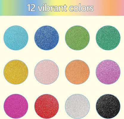 Simetufy Glitter Cardstock Paper, 24 Sheets 12 Colors, Premium Sparkly Paper for Cricut & DIY Projects, A4 Size