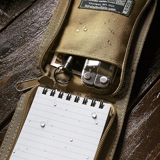 Rite In The Rain Weatherproof CORDURA Fabric Notebook Cover, 3" x 5", Tan Cover (No. C935)