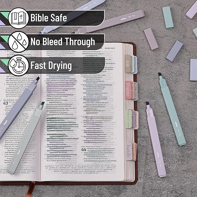 Mr. Pen- Aesthetic Highlighters, 6 pcs, Chisel Tip, Morandi Colors, No Bleed Bible Highlighter Pastel, Highlighters Assorted Colors, Pastel Highlighter Set, Cute Highlighters