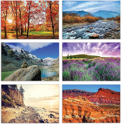 Better Office Products 50-Pack All Occasion Greeting Cards Box Set, 4 x 6 inch, 50 Assorted Blank Note Cards & 50 Envelopes, 6 Nature Photography Americana Designs, Blank Inside, 50 Pack