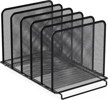 Simple Houseware 5 Section Expandable Upright File Sorter Organizer, Black