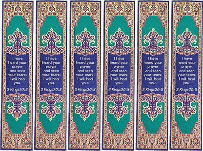 Divine Healing, Bulk Pack of 6 Woven Fabric Christian Bookmarks, Silky Soft 2 Kings 20:5 Flexible Bookmarker for Novels Books and Bibles, Religious Memory Verse Gift