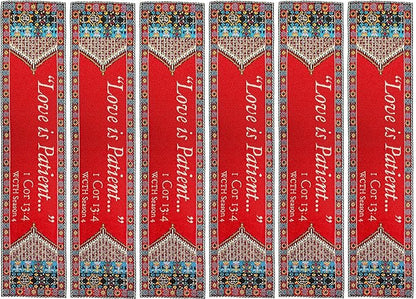 Love is Patient, Bulk Pack of 6 Woven Fabric Christian Bookmarks, Silky Soft 1 Corinthians 13:4 Flexible Bookmarker for Novels Books and Bibles, Religious Memory Verse Gift