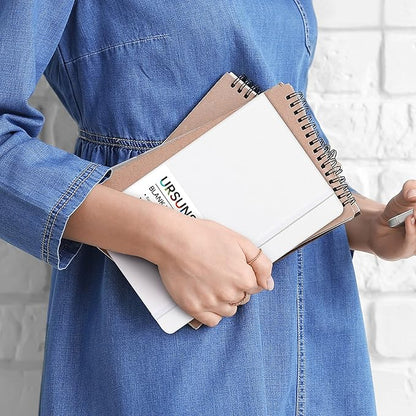 Blank Journal/Notebook - Classic Notebook/Journal with Ribbon Divider, Hardcover with Thick Paper, 5.3'' x 8.26'', Banded + Pen Holder +Inner Pocket - White