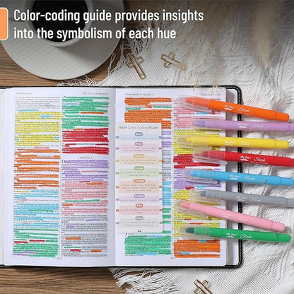 Mr. Pen- Gel Highlighter, 8 Pack, Assorted Colors, Bible Highlighters No Bleed with Bible Color Coding and Interpretation Guide, No Bleed Highlighters, Bible Highlighter, Bible Markers