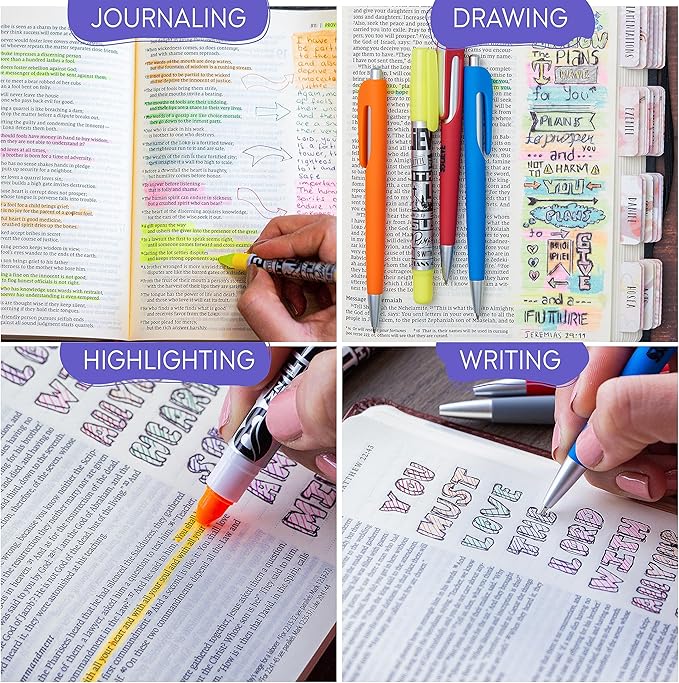 BLIEVE- Bible Study Kit With Gel Highlighters And Pens No Bleed Through, Amazing Bible Highlighter and Pens Fine Tip set Planner Supplies Gifts (10 Pack)